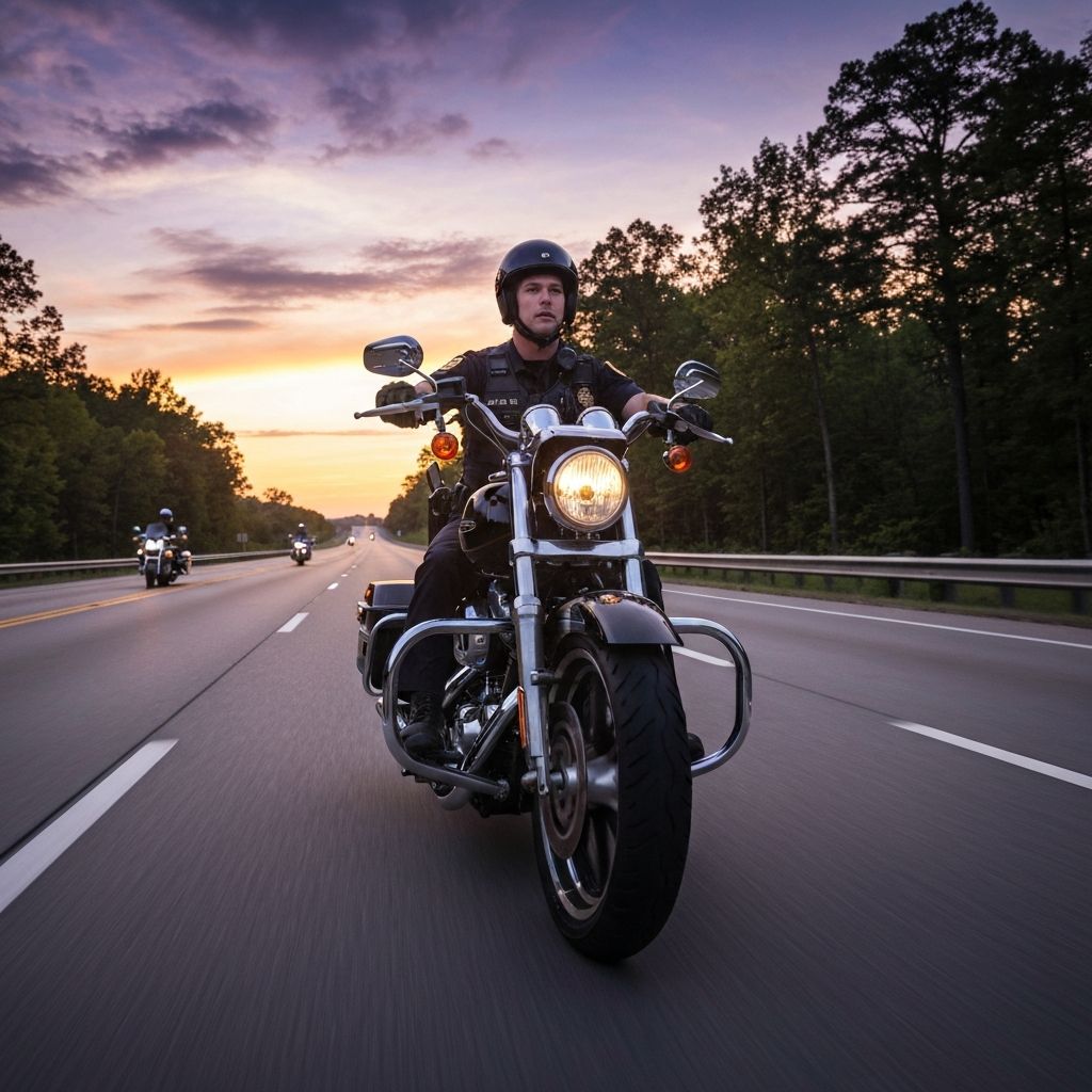 Motorcycle patrol on highway